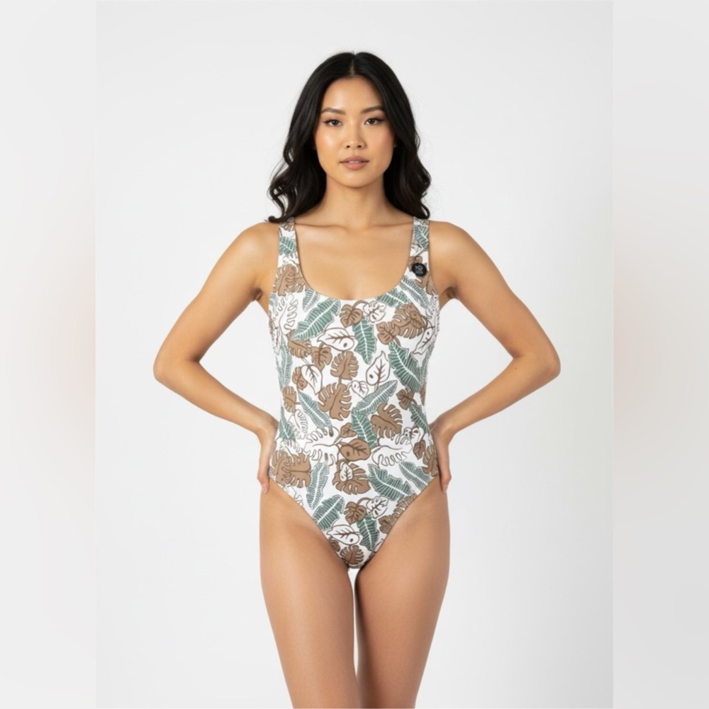 Swim Leaf Print One-Piece Swimsuit